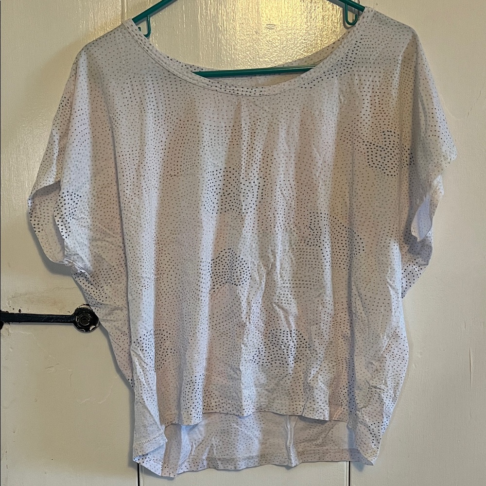 Prana Light Gray Dot-Print Short Sleeve Tunic
